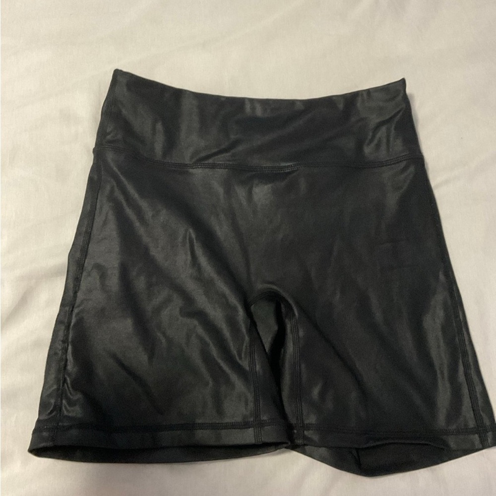 Fabletics small pleather Black Women's biker Shorts